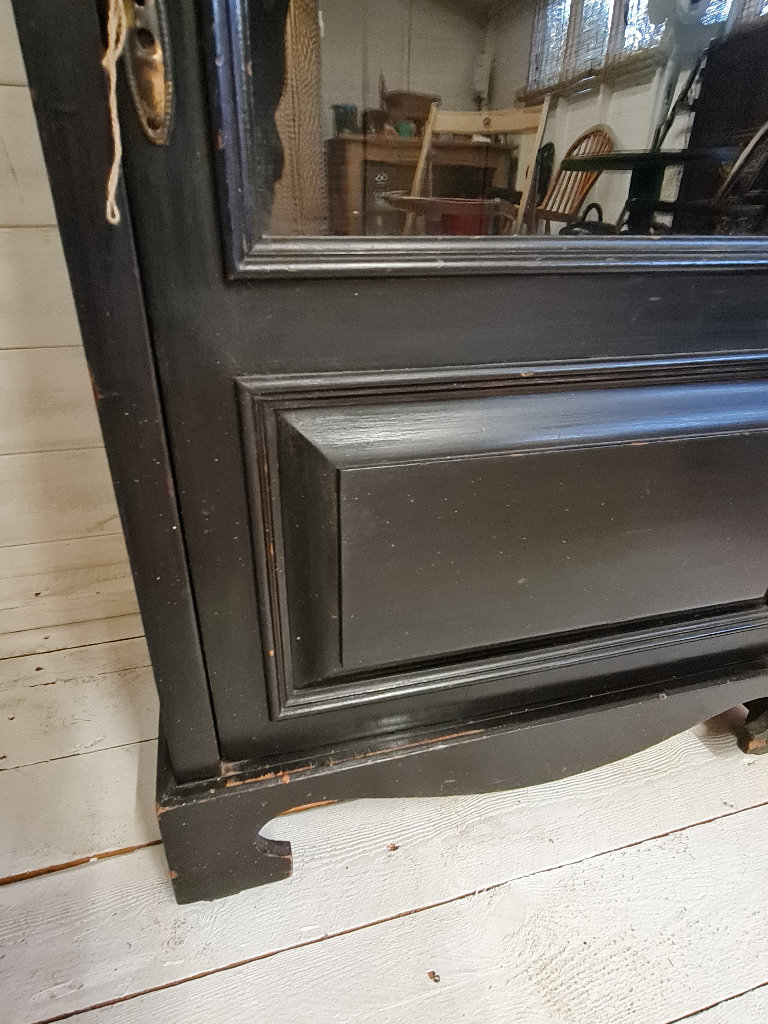Antique Cupboard Glazed Front, Drawer, Shelves & Working Lock