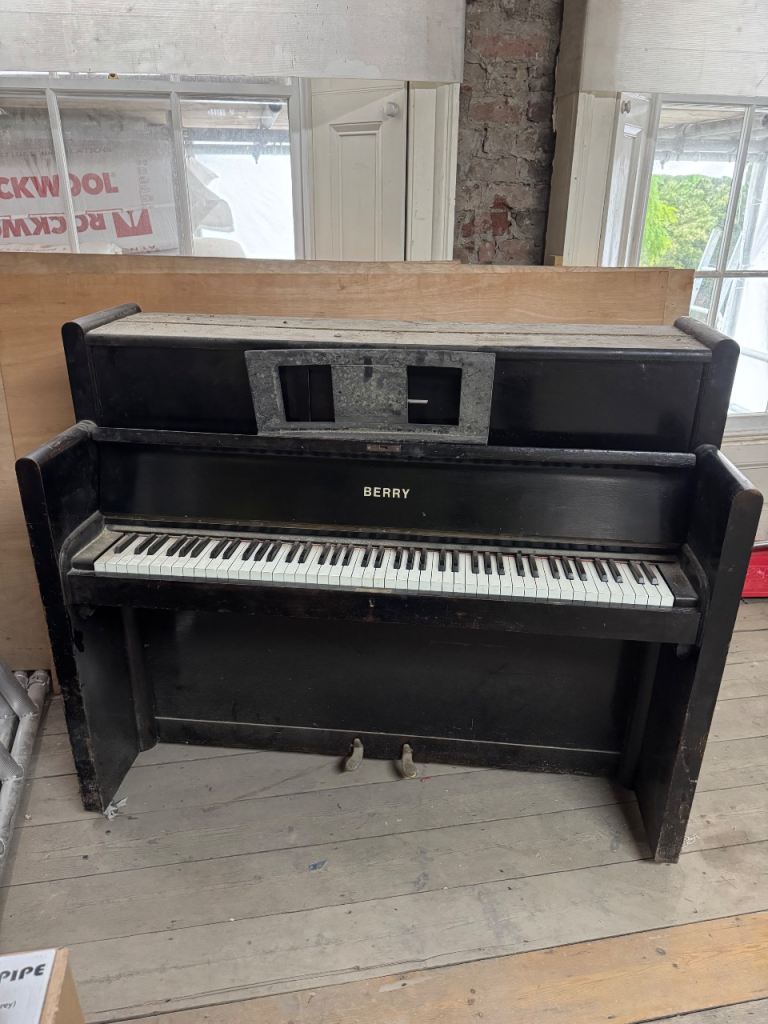 BERRY Upright Piano – Black, Fair Condition