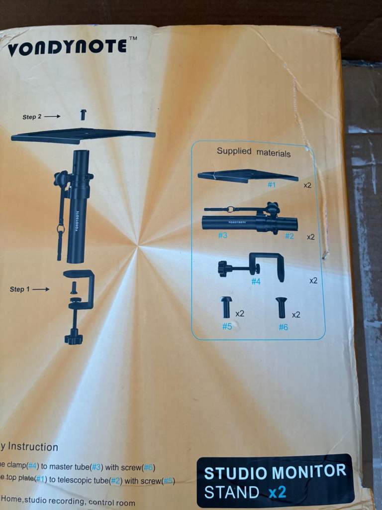 Vondynote Set of 2 Desktop Clamp Speaker Stands Short Studio Monitor Stands Height Adjustable -£20