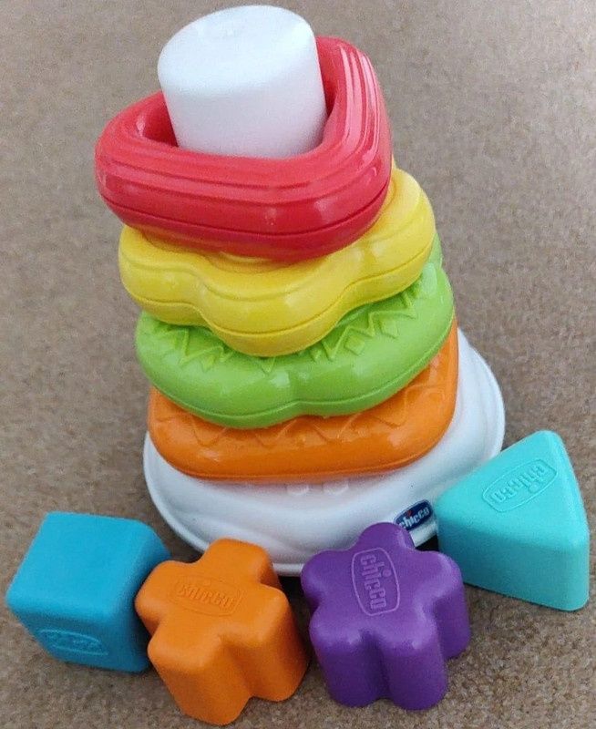 Chicco 2-in-1 Stacking Ring Tower Toy | Motor Skills Development Kids Toy,