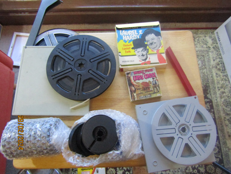 Cine 8mm reel spools empty and 2 full and 2 films joblot  - as seen in photos