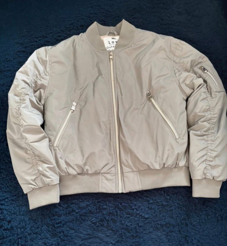Girls khaki green shower resistant bomber jacket 