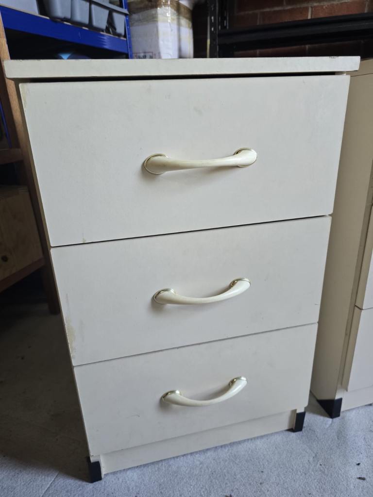  2 of the White 3-Drawer Cabinets