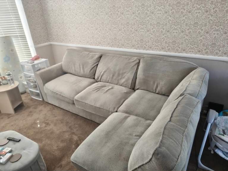 Large Beige Corner Sofa - Used Condition