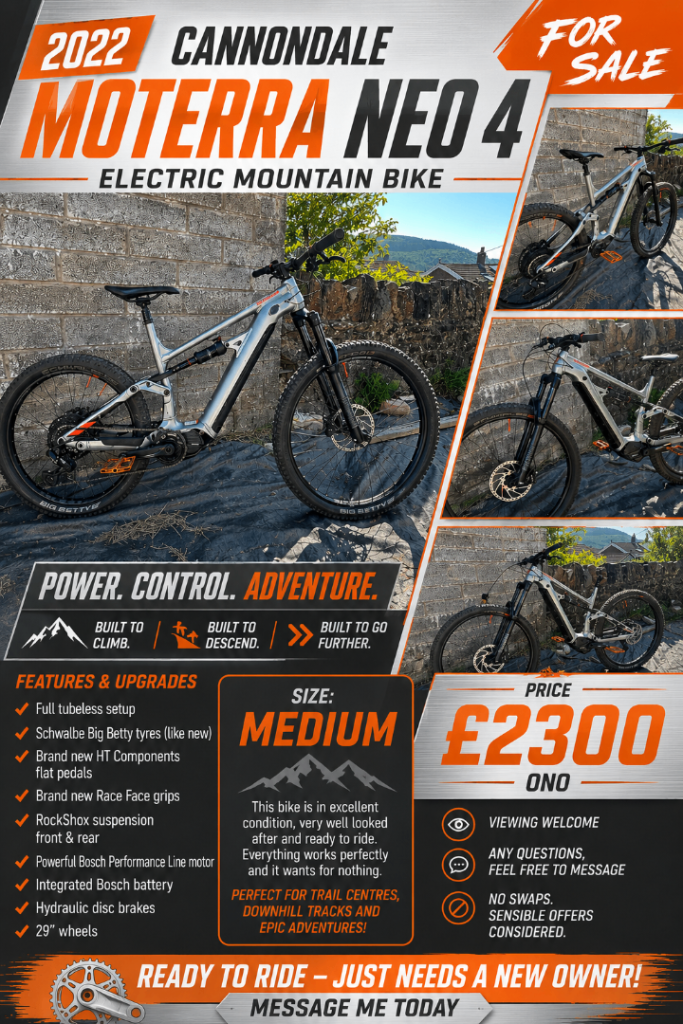 2022 Cannondale Moterra Neo 4 Electric Mountain Bike – Medium