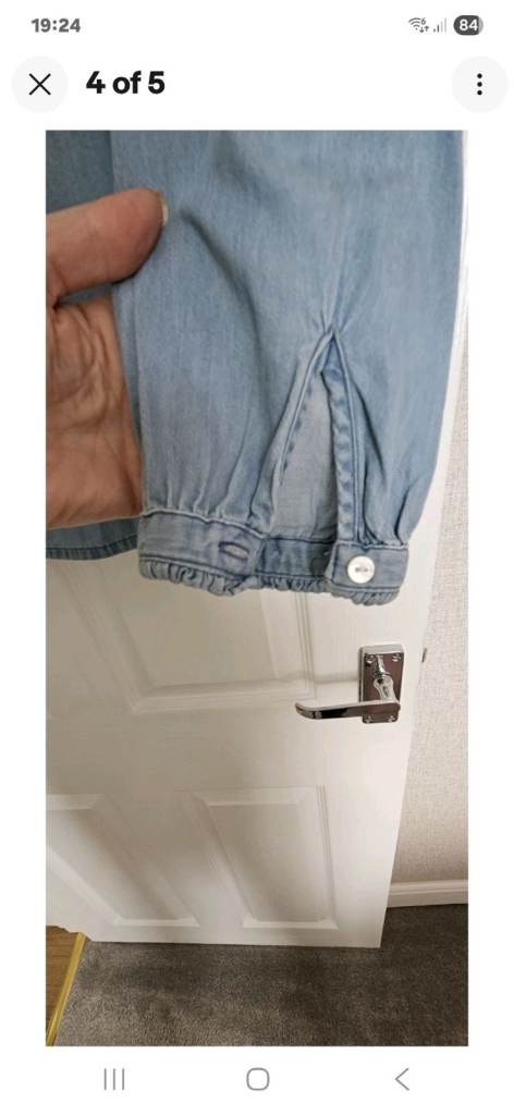 Womens H And M Light Denim Cotton Long Sleeved Blouse/shirt Size 14