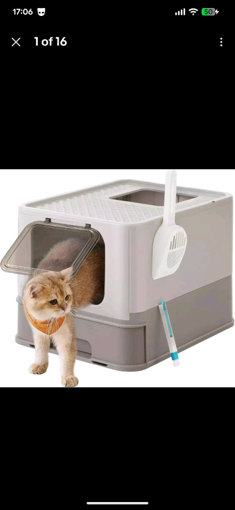 M1 1AQ - Cat Litter Box with Lid and top entry 