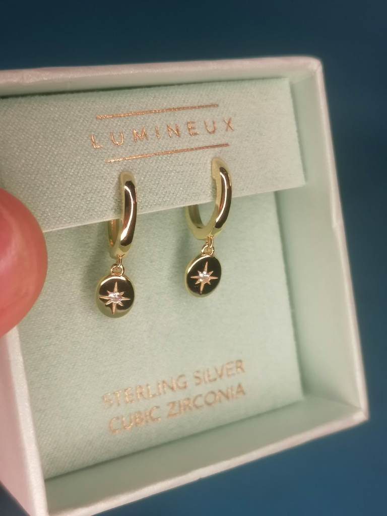 Lumineux sterling silver cubic Zirconia woman's earings. Brand new with box. 