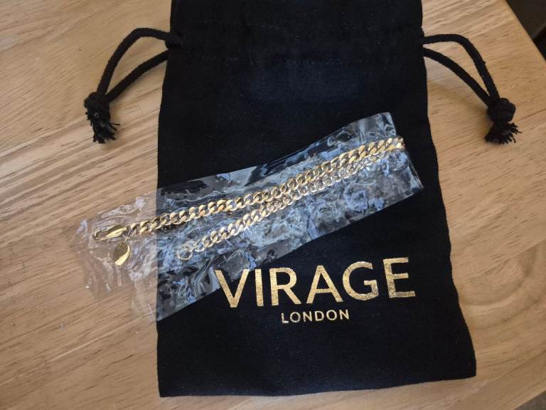 Virage Mens 5mm Cuban Link Gold Bracelet 