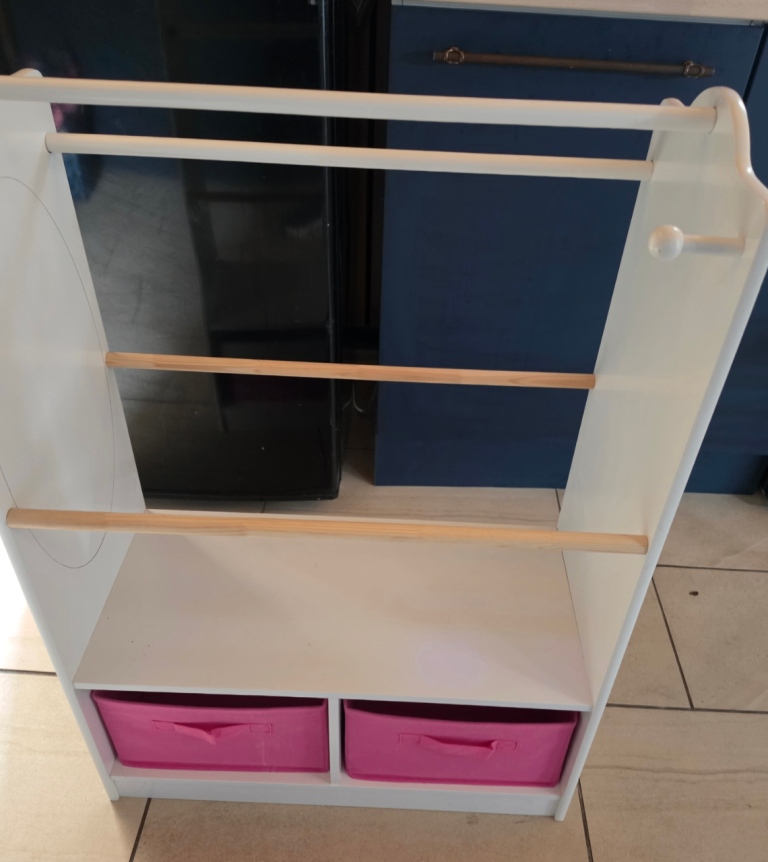 Children's Wardrobe/Storage Unit with Pink Bins