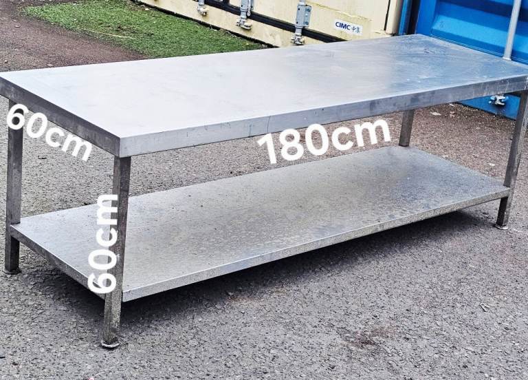 Commercial Stainless Steel Worktop Table, take note of Dimensions. 