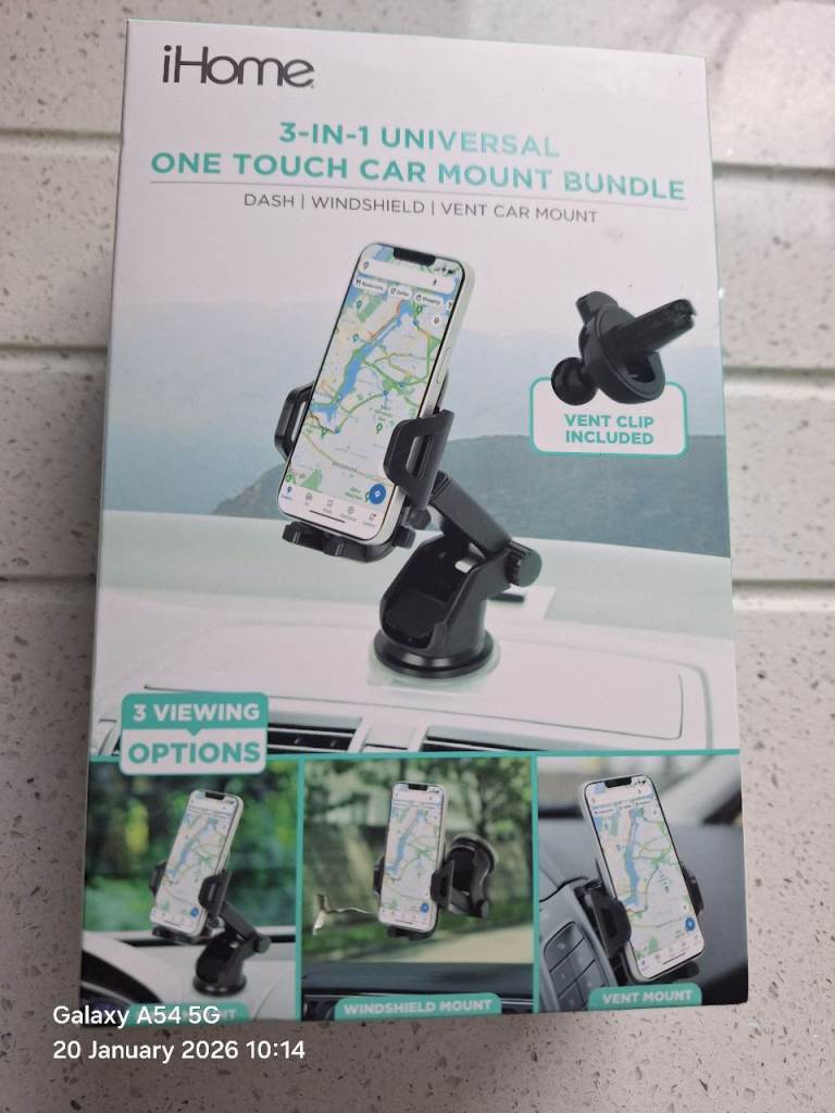 iHome 3-in-1 Universal One Touch Car Mount bundle