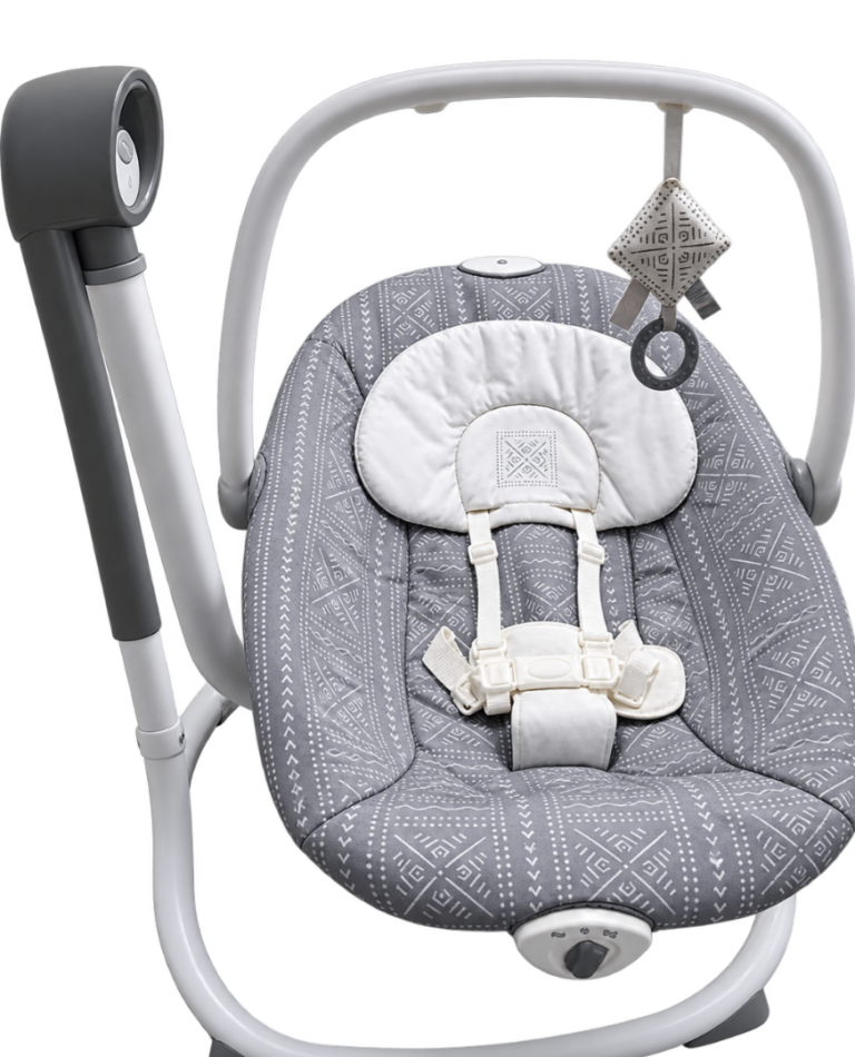 Baby Swing with Music and Vibration – Grey Pattern