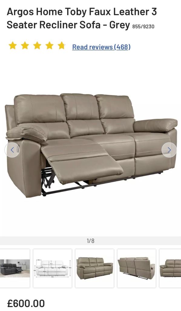 [SOLD] Faux leather set of 3 and 2 seater sofa recliner
