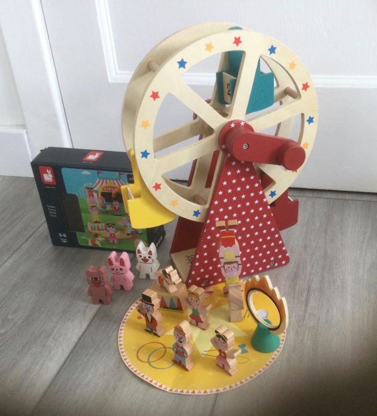 Jaques London Circus Ferris Wheel Wooden toy with janod circus figures set Age 3+