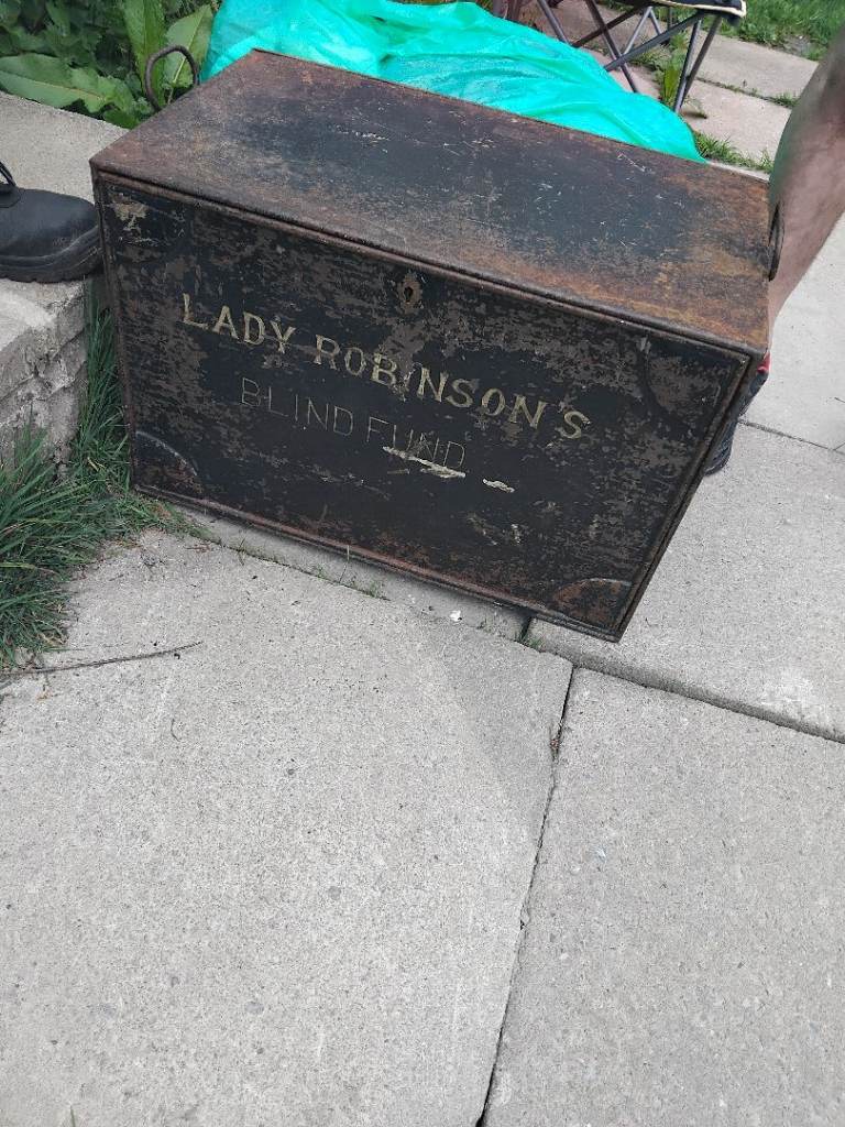 Antique large metal deed box