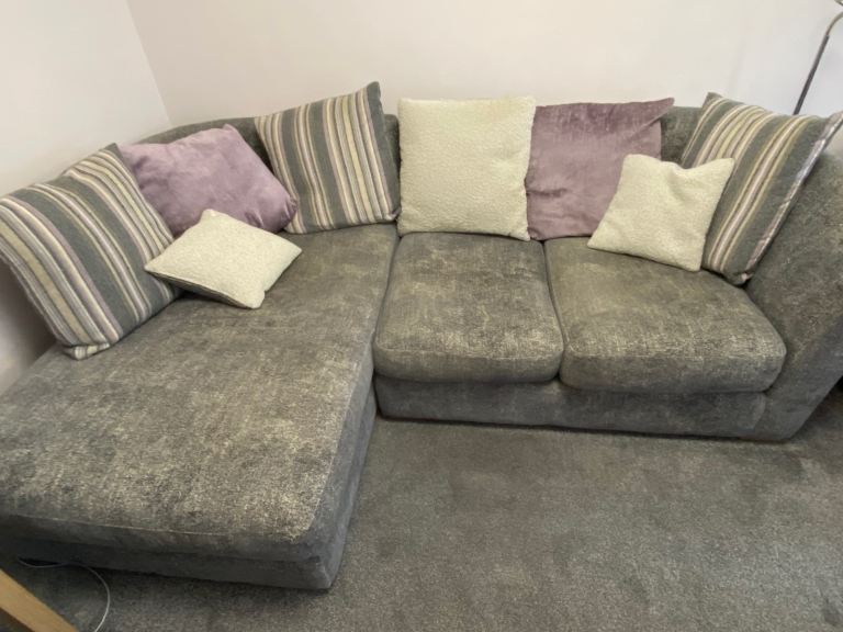 Small chaise style sofa and swivel cuddle chair