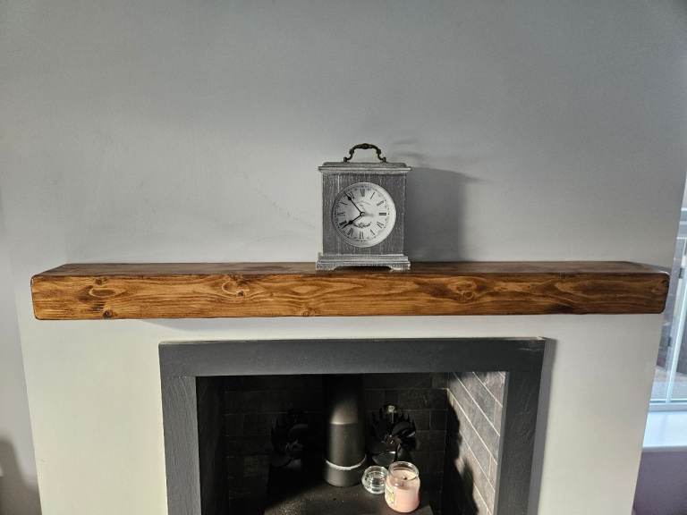 Wooden Mantles Beam Fireplace Shelves Slate Hearth Stone Cladding 