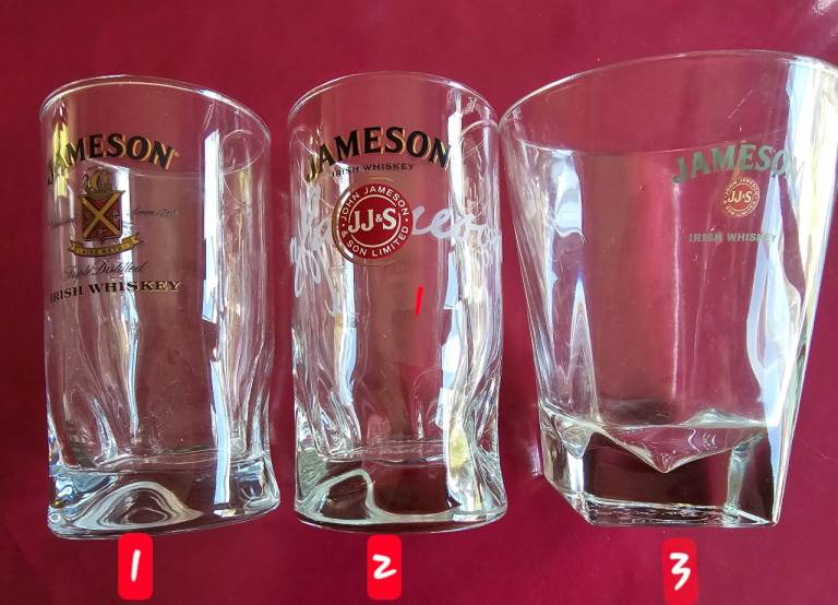 Jameson Irish Whiskey Glasses.