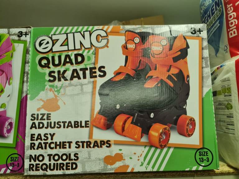 NEW OZINC Quad Skates - Size Adjustable, Orange/Black