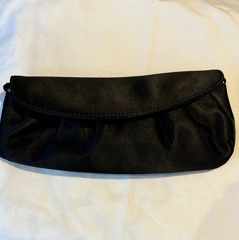Black accessorize evening clutch bag with/without strip
