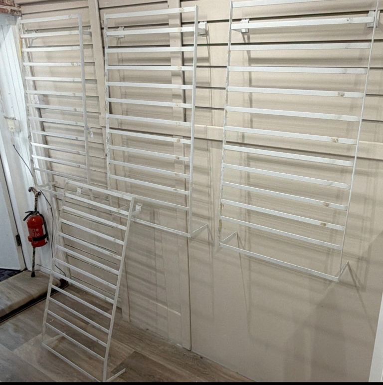 4 x White Metal Slatwall Display Panels - Good Condition
