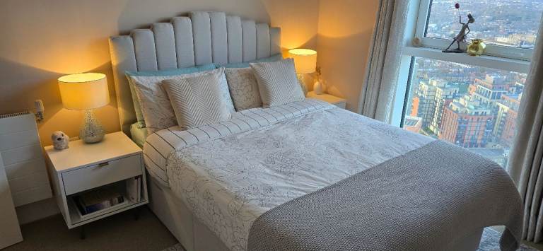 Posh King Bed with Headboard and Ottoman Storage (Double compartment)