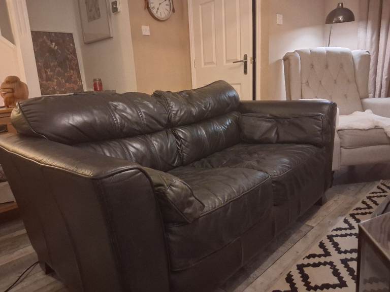 Black leather sofa