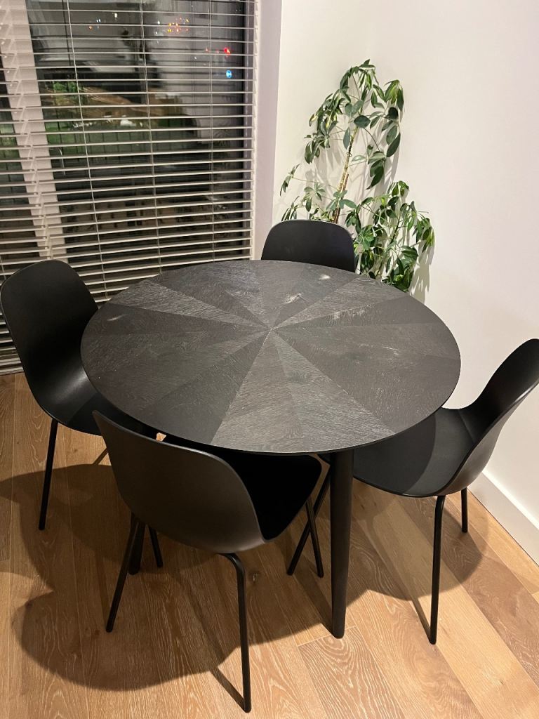 Black John Lewis 4 seater table and chairs 