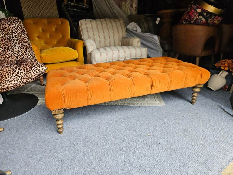 Sofa com Valentin Large Rectangular Footstool in Paprika Smart VELVET RRP £700