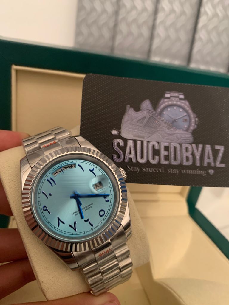 Mens Ice blue datejust Arabic watch 