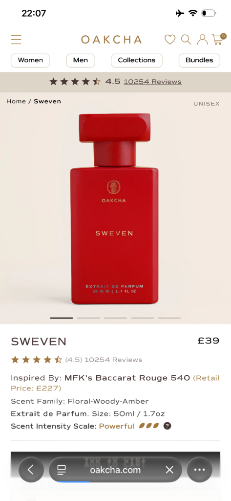 Oakcha Baccarat Rouge 540, brand new perfume collection (11 bottles) RRP £525