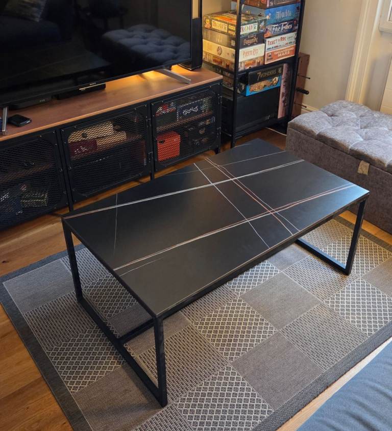 Coffee table heavy engineered stone 