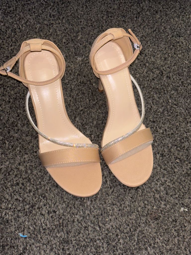 New Nude Strappy Heels with Diamante Detail - EU Size 36