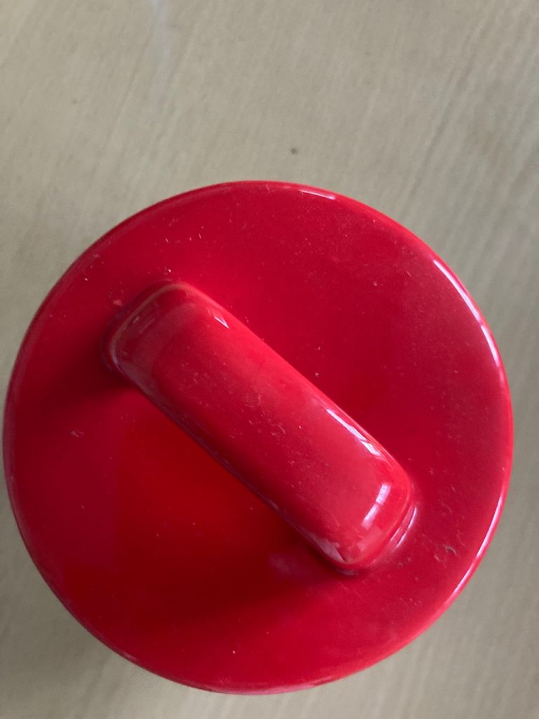 Red Ceramic Coffee Canister - Retro Style, Good Condition