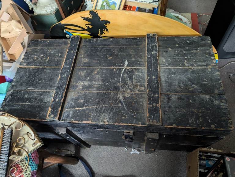 Vintage Handmade Carpenters tool chest with tools 