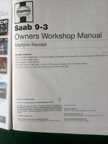 Haynes Saab 9-3 Owners Workshop Manual – Good Condition | in