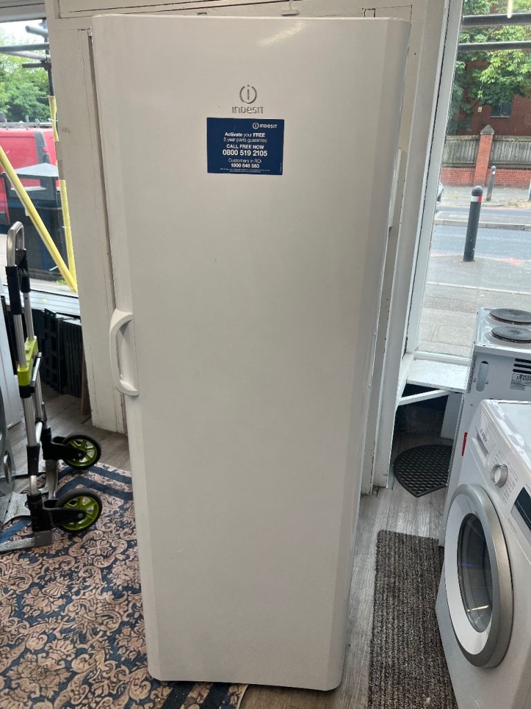 Indesit Freestanding Tall Fridge – White, Good Condition