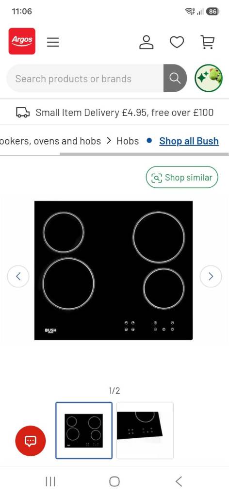 Bush 4-Zone Ceramic Electric Hob – Black