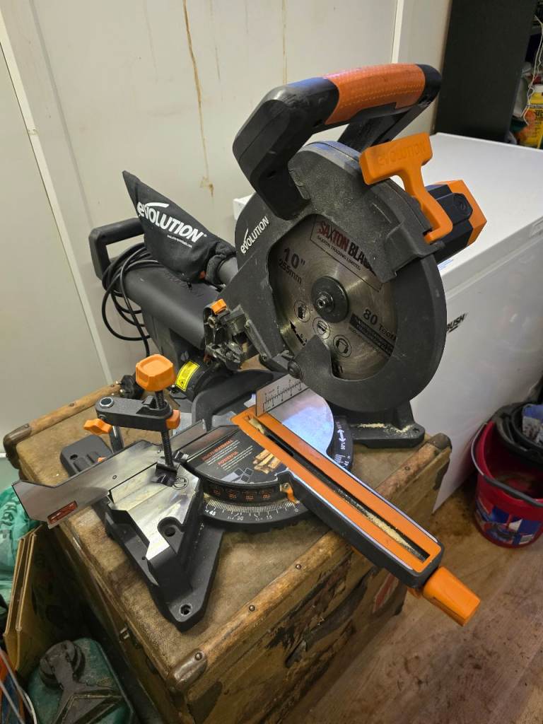 Evolution R255 SMS+, 255mm sliding mitre saw, 230v