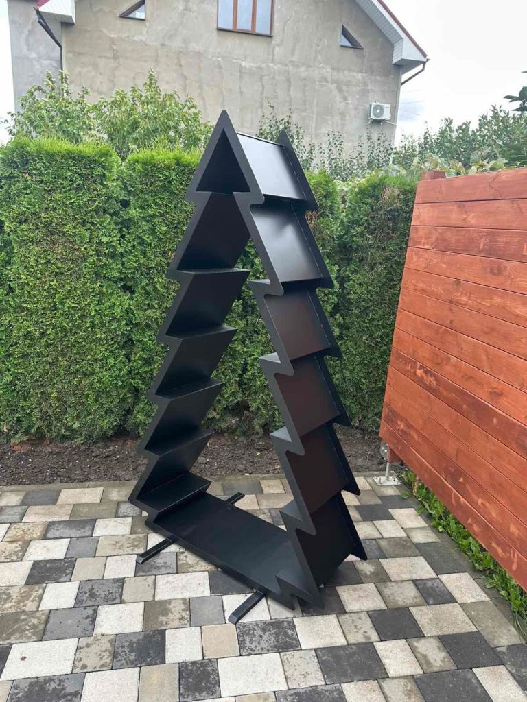Black Christmas Tree Shaped Log Store - As Good As New