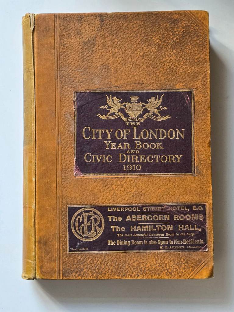 1910 Antique Edwardian City of London Year Book & Civic Directory Reference/Advert Book
