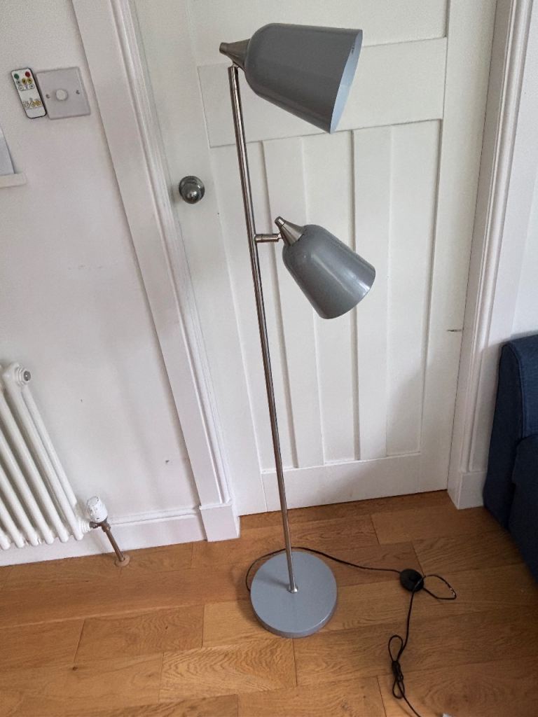 Habitat grey metal double floor lamp 