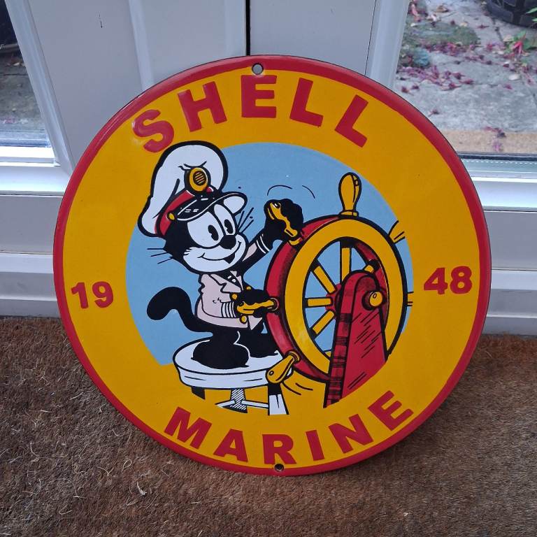 Shell Marine 1948 Enamel Sign - Like New