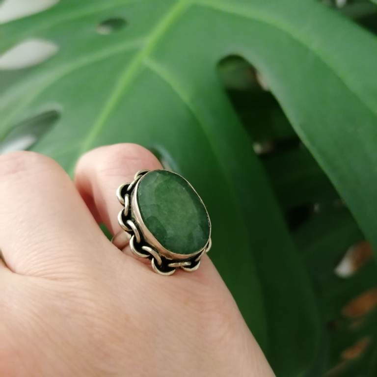 Sterling Silver & Emerald Ring 