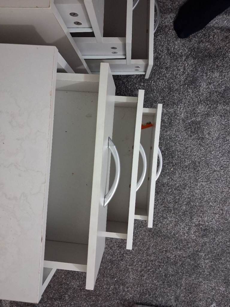 Pair of White Chest of Drawers – Fair Condition, £20.00 for Sale