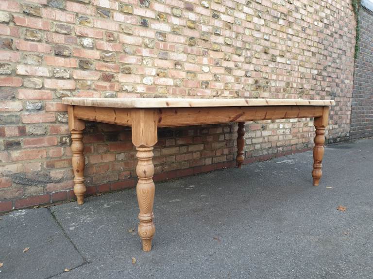 2m Elegant Vintage Solid wood Large Farmhouse Dining Table 8-10 seats stripped pine