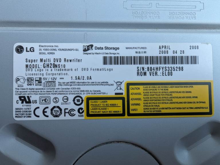 LG GH20NS10 SuperMulti DVD RW Drive
