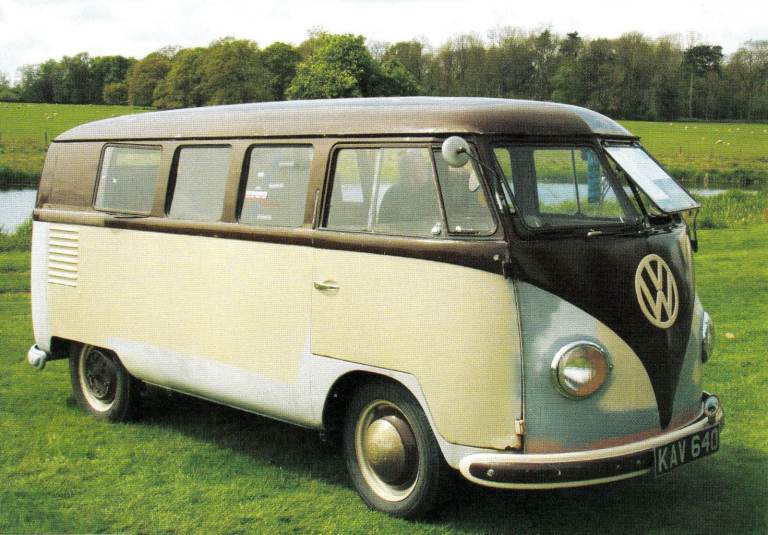 17. A framed magazine original featuring 1954 VW/Volkswagen Camper Reg KAV640