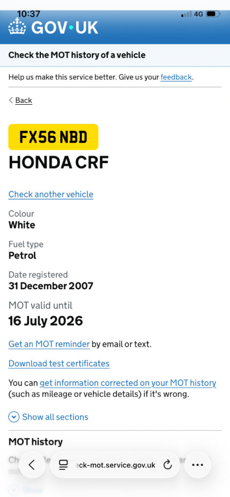 Honda CRF 450 - Road Legal with daytime MOT - Awesome bike!